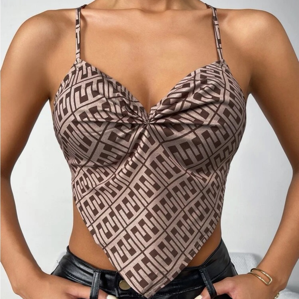Designer inspired criss-cross tie top